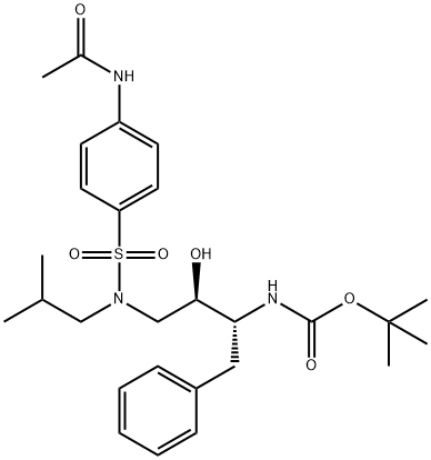 tert-Butyl ((2R,3R)-4-(4-acetamido-N-isobutylphenylsulfonamido)-3-hydroxy-1-phenylbutan-2-yl)carbamate 结构式