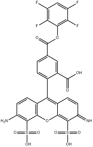 1,3-Benzenedicarboxylic acid, 4-(6-amino-3-imino-4,5-disulfo-3H-xanthen-9-yl)-, 1-(2,3,5,6-tetrafluorophenyl) ester 结构式