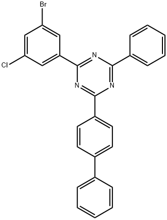2-([1,1'-联苯]-4-基)-4-(3-溴-5-氯苯基)-6-苯基-1,3,5-三嗪2-([1,1'-BIPHENYL]-4-YL)-4-(3-BROMO-5-CHLOROPHENYL)-6-PHENYL-1,3,5-TRIAZINE 结构式