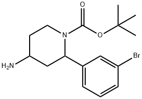 1-Piperidinecarboxylic acid, 4-amino-2-(3-bromophenyl)-, 1,1-dimethylethyl ester 结构式