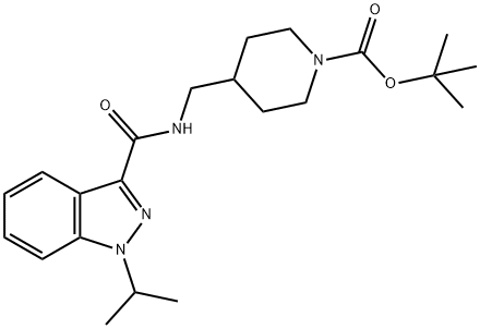 tert-butyl4-((1-isopropyl-1H-indazole-3-carboxamido)methyl)piperidine-1-carboxylate 结构式