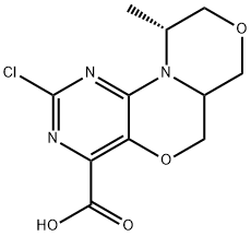 (6AS,10R)-2-氯-10-甲基-6A,7,9,10-四氢-6H-[1,4]噁嗪并[4,3-D]嘧啶并[5,4-B][1,4]噁嗪-4-甲酸 结构式