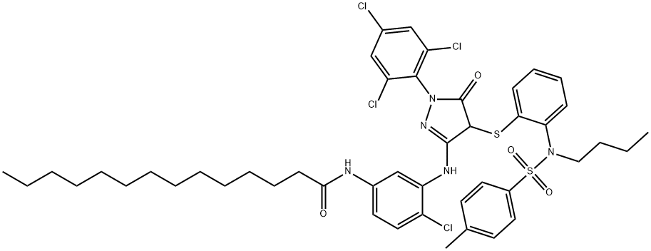 Tetradecansre-4-chlor-3-[-4-{2-N-p-toluolsulfon-N-butyl-amidophenylthio}-5-oxo-1-(2,4,6-trichlorphenyl)-4,5-dihydro-1H 结构式