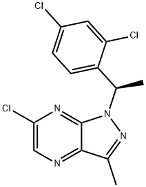 1H-Pyrazolo[3,4-b]pyrazine, 6-chloro-1-[(1S)-1-(2,4-dichlorophenyl)ethyl]-3-methyl- 结构式