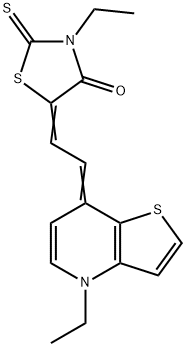 Rhodanine, 3-ethyl-5-2-(7-ethylthieno2,3-bpyridin-4(7H)-ylidene)ethylidene- 结构式