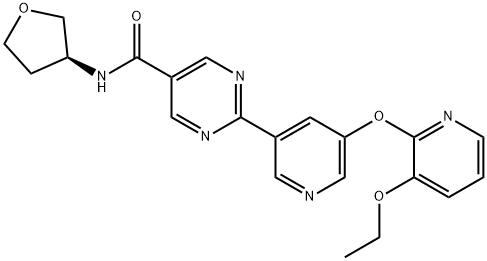 (S) -2-(5-((3-乙氧基吡啶-2-基]氧基]吡啶-3-基)-N-(四氢呋喃-3-基)嘧啶-5-甲酰胺 结构式