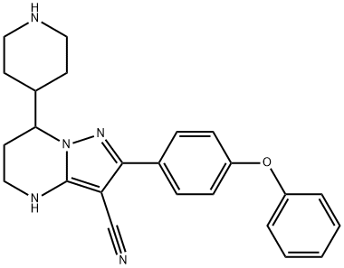 Pyrazolo[1,5-a]pyrimidine-3-carbonitrile, 4,5,6,7-tetrahydro-2-(4-phenoxyphenyl)-7-(4-piperidinyl)- 结构式