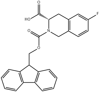(S)-2-(((9H-芴-9-基)甲氧基)羰基)-6-氟-1,2,3,4-四氢异喹啉-3-羧酸 结构式