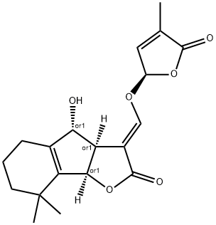 2H-Indeno[1,2-b]furan-2-one, 3-[[[(2R)-2,5-dihydro-4-methyl-5-oxo-2-furanyl]oxy]methylene]-3,3a,4,5,6,7,8,8b-octahydro-4-hydroxy-8,8-dimethyl-, (3E,3aR,4R,8bR)-rel- 结构式