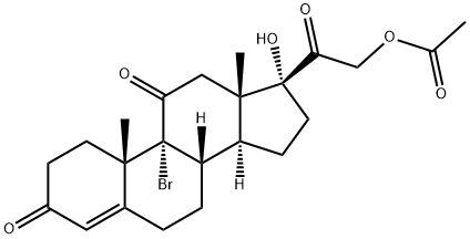 Pregn-4-ene-3,11,20-trione, 9-bromo-17,21-dihydroxy-, 21-acetate 结构式