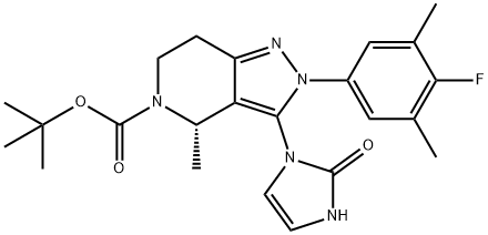(S)-2-(4-氟-3,5-二甲基苯基)-4-甲基-3-(2-氧代-2,3-二氢-1H-咪唑-1-基)-2,4,6,7-四氢-5H-吡唑并[4,3-C]吡啶-5-羧酸叔丁酯 结构式