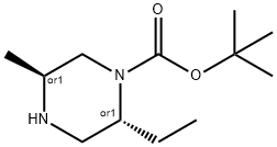 rel-tert-butyl (2R,5S)-2-ethyl-5-methylpiperazine-1-carboxylate 结构式