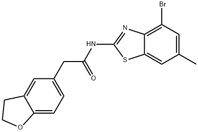 5-Benzofuranacetamide, N-(4-bromo-6-methyl-2-benzothiazolyl)-2,3-dihydro- 结构式