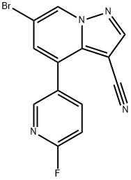 6-溴-4-(6-氟-3-吡啶)-吡唑并[1,5-A]吡啶-3-甲腈 结构式