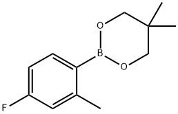 2-(4-氟-2-甲基苯基)-5,5-二甲基-1,3,2-二氧硼杂环己烷 结构式