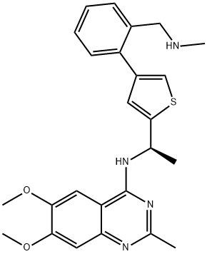 (R)-6,7-二甲氧基-2-甲基-N-(1-(4-(2-((甲基氨基)甲基)苯基)噻吩-2-基)乙基)喹唑啉-4-胺 结构式