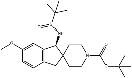 (S)-1'-BOC-1-[[(R)-(叔丁基)亚磺酰基]氨基]-6-甲氧基-1,3-二氢螺[茚-2,4'-哌啶 结构式