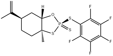 (2S,3AS,6R,7AS)-3A-甲基-2-((全氟苯基)硫代)-6-(丙-1-烯-2-基)六氢苯并[D][1,3,2]草硫磷2-硫化物 结构式