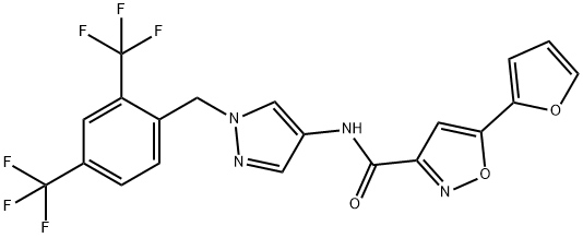 N-(1-(2,4-双(三氟甲基)苄基)-1H-吡唑-4-基)-5-(呋喃-2-基)异恶唑-3-甲酰胺 结构式