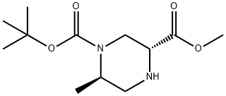 (3R,6R)-1-叔丁基 3-甲基-6-甲基哌嗪-1,3-二甲酸酯 结构式