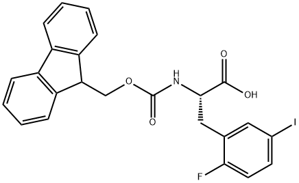 (2S)-2-({[(9H-fluoren-9-yl)methoxy]carbonyl}amino)-3-(2-fluoro-5-iodophenyl)propanoic acid 结构式
