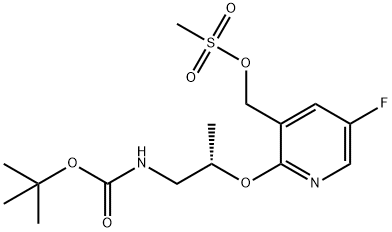 Carbamic acid, N-[(2S)-2-[[5-fluoro-3-[[(methylsulfonyl)oxy]methyl]-2-pyridinyl]oxy]propyl]-, 1,1-dimethylethyl ester 结构式