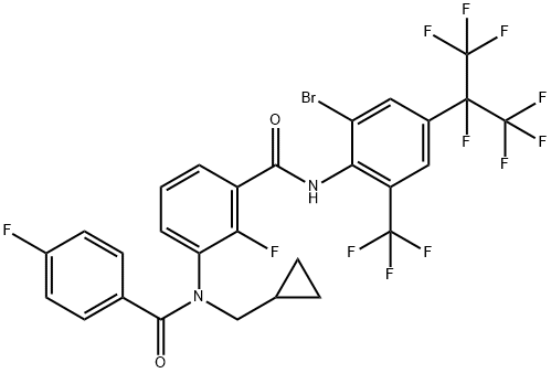Benzamide, N-[3-[[[2-bromo-4-[1,2,2,2-tetrafluoro-1-(trifluoromethyl)ethyl]-6-(trifluoromethyl)phenyl]amino]carbonyl]-2-fluorophenyl]-N-(cyclopropylmethyl)-4-fluoro- 结构式