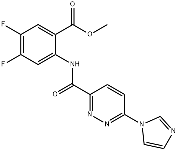 2-(6-(1H-咪唑-1-基)哒嗪-3-甲酰胺基)-4,5-二氟苯甲酸甲酯 结构式