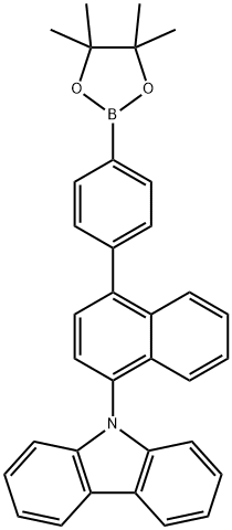 9-(4-(4-(4,4,5,5-四甲基-1,3-二氧环烷-2-基)苯基)萘-1-基)-9H咔唑 结构式