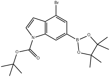 tert-Butyl 4-bromo-6-(tetramethyl-1,3,2-dioxaborolan-2-yl)indole-1-carboxylate 结构式