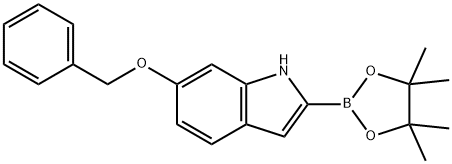 6-苄氧基-1H-吲哚-2-硼酸频哪醇酯 结构式
