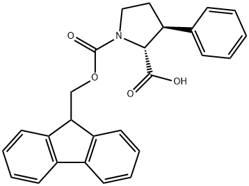 1,2-Pyrrolidinedicarboxylic acid, 3-phenyl-, 1-(9H-fluoren-9-ylmethyl) ester, (2R,3S)- 结构式