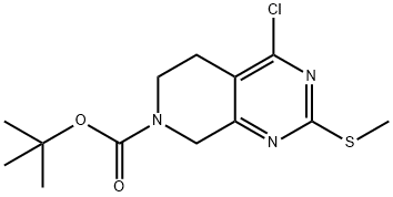 Pyrido[3,4-d]pyrimidine-7(6H)-carboxylic acid, 4-chloro-5,8-dihydro-2-(methylthio)-, 1,1-dimethylethyl ester 结构式