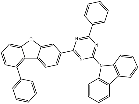 9-(4-苯基-6-(9-苯基二苯并[B,D]呋喃-3-基)-1,3,5-三嗪-2-基)-9H-咔唑 结构式