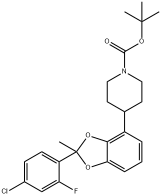 TERT-BUTYL 4-[2-(4-CHLORO-2-FLUORO-PHENYL)-2-METHYL-1,3-BENZODIOXOL-4-YL]PIPERIDINE-1-CARBOXYLATE 结构式