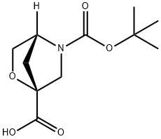 2-Oxa-5-azabicyclo[2.2.1]heptane-1,5-dicarboxylic acid, 5-(1,1-dimethylethyl) ester, (1R,4R)- 结构式