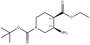 1,4-Piperidinedicarboxylic acid, 3-amino-, 1-(1,1-dimethylethyl) 4-ethyl ester, (3R,4R)-rel- 结构式