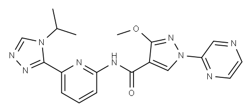 N-(6-(4-异丙基-4H-1,2,4-三唑-3-基)吡啶-2-基)-3-甲氧基-1-(吡嗪-2-基)-1H-吡唑-4-甲酰胺 结构式