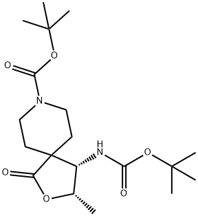 (3S,4S)-2-OXA-8-AZASPIRO[4.5]DECANE-8-CARBOXYLIC ACID, 4-[[(1,1-DIMETHYLETHOXY)CARBONYL]AMINO]-3-MET 结构式