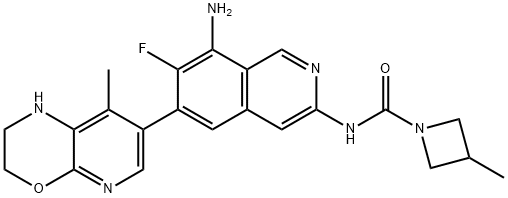 1-AZETIDINECARBOXAMIDE, N-[8-AMINO-6-(2,3-DIHYDRO-8-METHYL-1H-PYRIDO[2,3-B][1,4]OXAZIN-7-YL)-7-FLUORO-3-ISOQUINOLINYL]-3-METHYL- 结构式