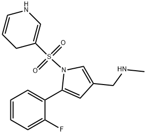 1H-Pyrrole-3-methanamine, 1-[(1,4-dihydro-3-pyridinyl)sulfonyl]-5-(2-fluorophenyl)-N-methyl- 结构式