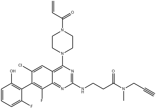 Propanamide, 3-[[6-chloro-8-fluoro-7-(2-fluoro-6-hydroxyphenyl)-4-[4-(1-oxo-2-propen-1-yl)-1-piperazinyl]-2-quinazolinyl]amino]-N-methyl-N-2-propyn-1-yl- 结构式