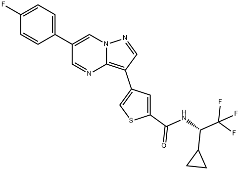 2-Thiophenecarboxamide, N-[(1S)-1-cyclopropyl-2,2,2-trifluoroethyl]-4-[6-(4-fluorophenyl)pyrazolo[1,5-a]pyrimidin-3-yl]- 结构式
