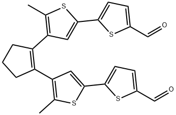 [2,2'-Bithiophene]-5-carboxaldehyde, 4'-[2-(5'-formyl-5-methyl[2,2'-bithiophen]-4-yl)-1-cyclopenten-1-yl]-5'-methyl- 结构式