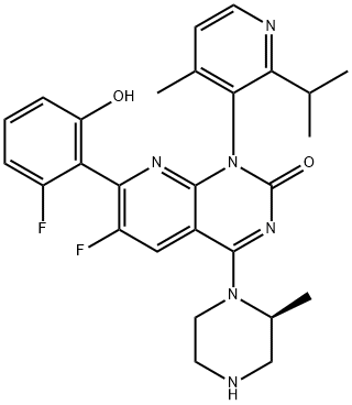 PYRIDO[2,3-D]PYRIMIDIN-2(1H)-ONE, 6-FLUORO-7-(2-FLUORO-6-HYDROXYPHENYL)-1-[4-METHYL-2-(1-METHYLETHY 结构式