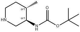 叔-丁基 ((3S,4R)-4-甲基哌啶-3-基)氨基甲酯 结构式