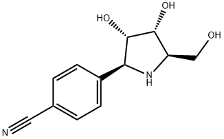 Benzonitrile, 4-(2S,3S,4R,5R)-3,4-dihydroxy-5-(hydroxymethyl)-2-pyrrolidinyl- 结构式