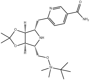 3-Pyridinecarboxamide, 6-(3aS,4S,6R,6aR)-6-(1,1-dimethylethyl)dimethylsilyloxymethyltetrahydro-2,2-dimethyl-4H-1,3-dioxolo4,5-cpyrrol-4-ylmethyl- 结构式