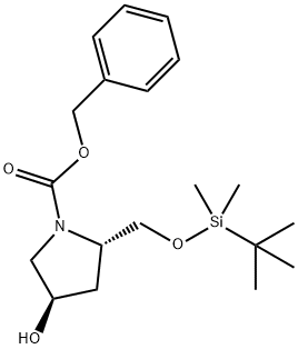 1-Pyrrolidinecarboxylic acid, 2-[[[(1,1-dimethylethyl)dimethylsilyl]oxy]methyl]-4-hydroxy-, phenylmethyl ester, (2S,4R)- 结构式