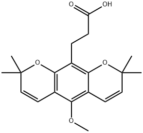 5-Methoxy-2,2,8,8-tetramethyl-2H,8H-benzo[1,2-b:5,4-b']dipyran-10-propanoic acid 结构式